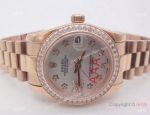 Clone Rolex Datejust Watch Rose Gold Diamond Bezel Silver Face
